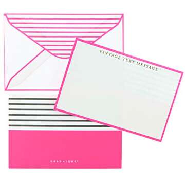 Graphique Vintage Text Flat Notes, "Vintage Text Message" Message – Note Card Stationery Embellish...