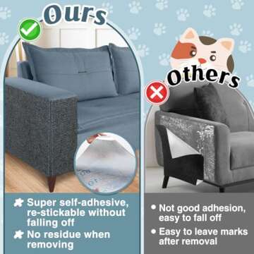 39.3''x14.6'' Trimmable Cat Scratch Furniture Protector - Climbing Self-Adhesive Cat Scratching Pad Mat, Couch Protector from Claws for Scratch Post Cat Tree Shelves Wall, Dark Gray