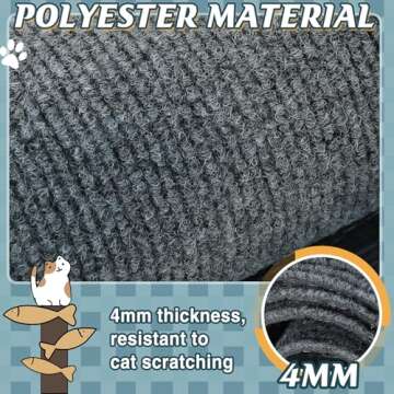 39.3''x14.6'' Trimmable Cat Scratch Furniture Protector - Climbing Self-Adhesive Cat Scratching Pad Mat, Couch Protector from Claws for Scratch Post Cat Tree Shelves Wall, Dark Gray