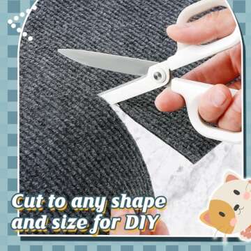 39.3''x14.6'' Trimmable Cat Scratch Furniture Protector - Climbing Self-Adhesive Cat Scratching Pad Mat, Couch Protector from Claws for Scratch Post Cat Tree Shelves Wall, Dark Gray