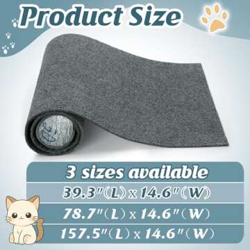 39.3''x14.6'' Trimmable Cat Scratch Furniture Protector - Climbing Self-Adhesive Cat Scratching Pad Mat, Couch Protector from Claws for Scratch Post Cat Tree Shelves Wall, Dark Gray
