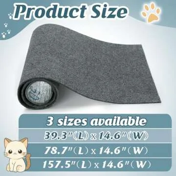 39.3''x14.6'' Trimmable Cat Scratch Furniture Protector - Climbing Self-Adhesive Cat Scratching Pad Mat, Couch Protector from Claws for Scratch Post Cat Tree Shelves Wall, Dark Gray