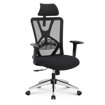 Ticova Ergonomic Office Chair - High Back Desk Chair with Adjustable Lumbar Support, Headrest & 3D A...