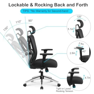 Ticova Ergonomic Office Chair for Comfort and Support