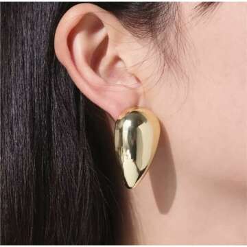 Gold Silver Tear Drop Statement Earrings