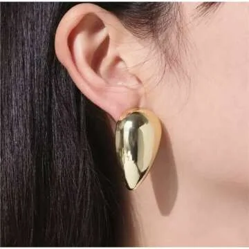 Gold Silver Tear Drop Statement Earrings