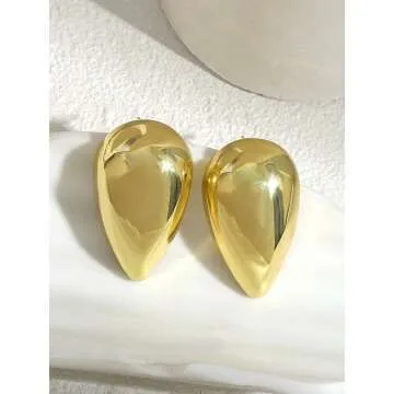 Gold Silver Tear Drop Statement Earrings