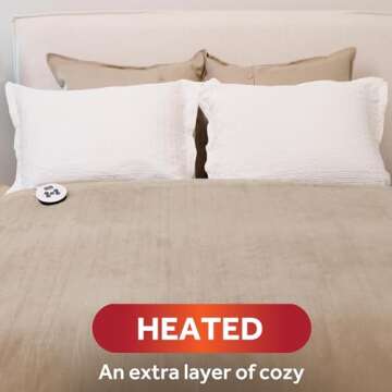 Sunbeam Royal Luxe Mushroom Heated Blanket - Twin
