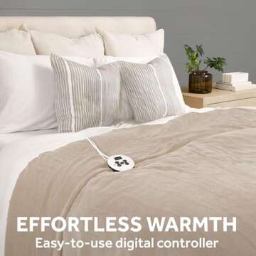 Sunbeam Royal Luxe Mushroom Heated Blanket - Twin