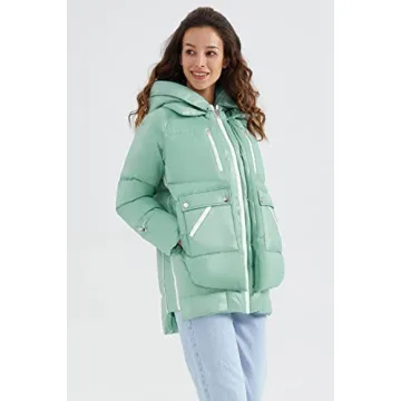 Orolay Women's Winter Thickened Down Coat Windproof Hooded Puffer Jacket with 6 Pockets