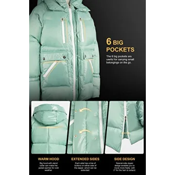 Orolay Women's Winter Thickened Down Coat Windproof Hooded Puffer Jacket with 6 Pockets