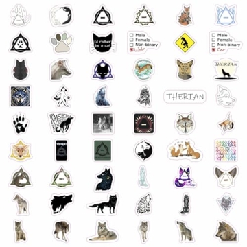 BulbaCraft 100Pcs Therian Stickers for Everyone