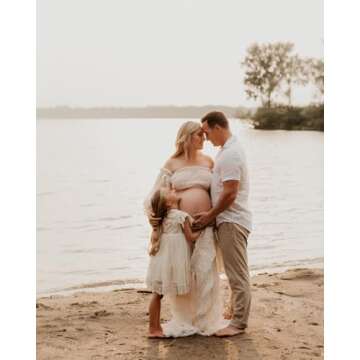 Tulle Puffy Ruffle Maternity Dresses for Women Pregnant Mommy to Be Photo Gown 2 Piece Pregnancy Dresses Champagne