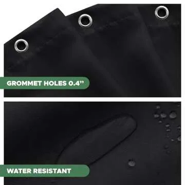 Biscaynebay Fabric Extra Long Shower Curtain Liners 72" Width by 108" Length, Black Water Resistant Bathroom Curtains, Rust Resistant Grommets Top Weighted Bottom Machine Washable