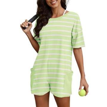Yanekop Womens Striped Romper for Summer Style
