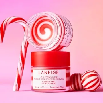 LANEIGE Lip Sleeping Mask Candy Cane: Nourish, Hydrate, Vitamin C, Murumuru & Shea Butter, Antioxidants, Flaky, Dry Lips