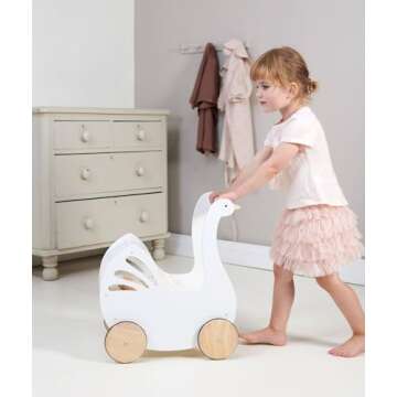 Tender Leaf Sweet Swan Pram for Creative Role-Play Fun