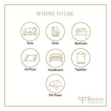 SMYRNA TURKISH COTTON Throw Blanket Vintage Series, 50x60 inch, Outdoor Blankets, Throws and Blankets for Couch, Sofa, Bed, Chair, Beach Picnic, Travel Boho Turkish Blanket Throw, Navy