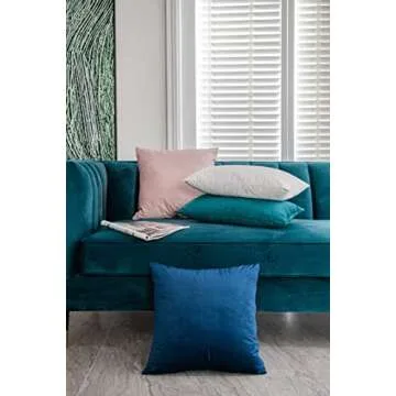 DEZENE 20x20 Throw Pillow Covers Pink: 2 Pack Cozy Soft Velvet Square Decorative Pillow Cases for Farmhouse Home Decor