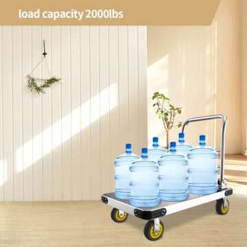 Platform Truck, Foldable Push Dolly Cart with 2000LBS Weight Capacity, Heavy Duty 36 x 24in Large Fl...