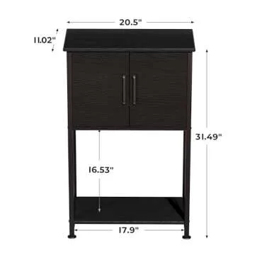 Herture 5-10 Gallon Fish Tank Stand, Metal Double Aquarium Stand with Cabinet for Fish Tank Accessories Storage, Heavy Duty 20.5" L* 11.02" W Tabletop, 500LBS Capacity Black PG06YGB