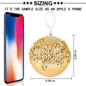 4" Gold Shatterproof Christmas Ball Ornaments - 4pc Set for Xmas Trees and Holiday Decor