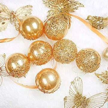 Gold Shatterproof Christmas Ball Ornaments 4" - 4pc Set