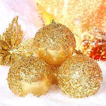 Gold Shatterproof Christmas Ball Ornaments 4" - 4pc Set