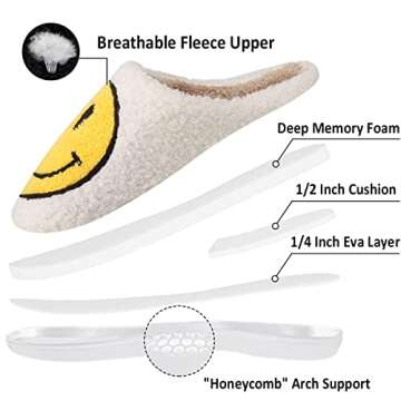 kissxiaoya Smile Face Slippers - Cozy Plush Slip-Ons for All Occasions