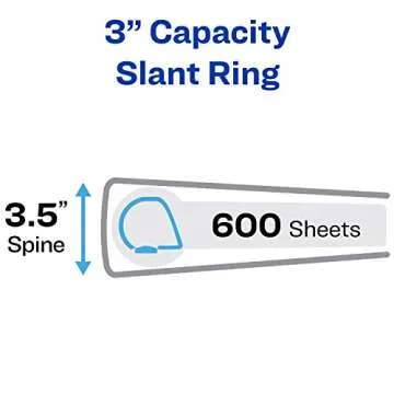 Avery 17050 Durable View Binder, 3" Slant Rings, Black, Pack of 4