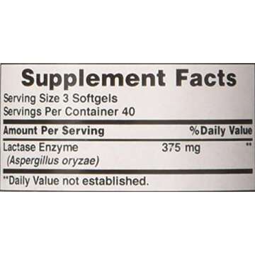 Puritan's Pride Lactase Enzyme Digestive Support Supplement | 120 Softgels
