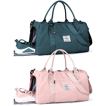 Gym Bag Womens Mens with Shoes Compartment and Wet Pocket Travel Duffel Bag for Women for Plane Spor...