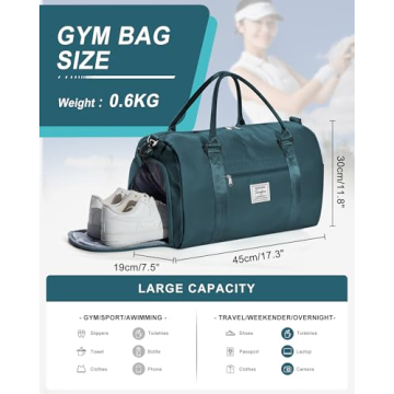 Gym Bag with Shoe Compartment & Wet Pocket for Travel