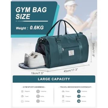 Gym Bag with Shoe Compartment & Wet Pocket for Travel