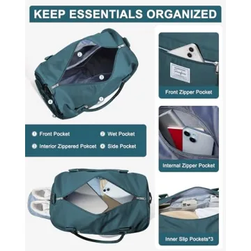 Gym Bag with Shoe Compartment & Wet Pocket for Travel