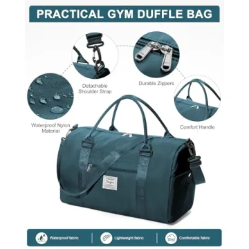 Gym Bag with Shoe Compartment & Wet Pocket for Travel