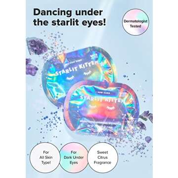 I DEW CARE Hydrogel Eye Patch - Starlit Kitten | Korean Under Eye Patches for dark circles and puffy eyes, Smooths Puffy Eyes, Eye wrinkle patches, Dermatologically Tested, Gift for Women Vegan (5 EA)