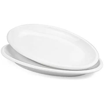 Yesland 2 Pack 16" Porcelain Large Oval Serving Plates, White Serving Platters for Food, Appetizers,...