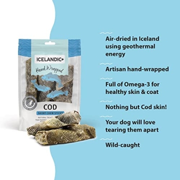 Icelandic Cod Skin Dog Chew Sticks 3-Pack - Healthy & Natural