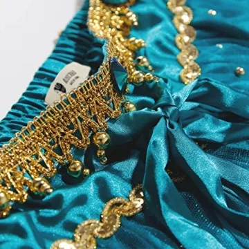 MISI CHAO Belly Dance Jasmine Costume - Aladdin Halloween Outfit Princess Costumes Teal for Women(L)