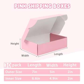 FORBFAN 7x5x2 Pink Shipping Boxes Small 30 Pack, Mailing Boxes for Small Business, Corrugated Cardbo...