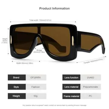 GFUIARA Trendy Anagram Mask Sunglasses for Women Men Oversized Flat Top Fashion Shield Sun Glasses UV Protection Sunnies