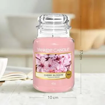 YANKEE CANDLE Large Jar Scented Candle, Cherry Blossom, Up to 150 Hours Burn Time, Glass, Pink