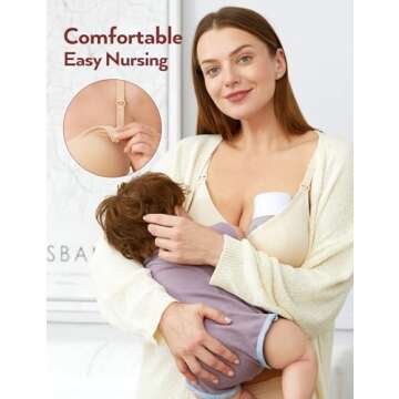 HOFISH Maternity Nursing Bras for Breastfeeding, 3 Pack Pregnancy Deep V Neck Wireless Bra with Exte...
