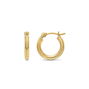 14k Yellow Gold Classic Shiny Polished Round Hoop Earrings - Perfect for Everyday Style