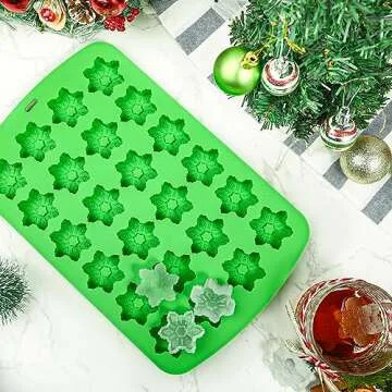 Webake Snowflake Ice Cube Mold Silicone 24-Cavity Christmas Ice Cube Tray, Snowflake Molds for Chocolate, Soap, Candy, Ice Cube for Whiskey, Spirits, Liquor, Cocktails, Soda & More