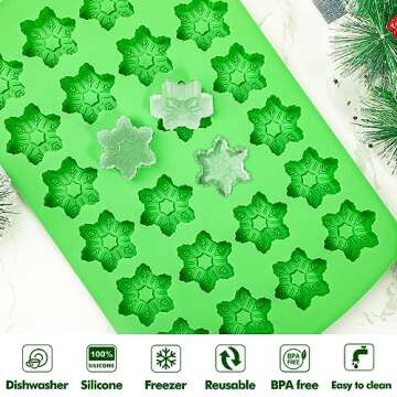 Webake Snowflake Ice Cube Mold Silicone 24-Cavity Christmas Ice Cube Tray, Snowflake Molds for Chocolate, Soap, Candy, Ice Cube for Whiskey, Spirits, Liquor, Cocktails, Soda & More