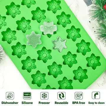 Webake Snowflake Ice Cube Mold Silicone 24-Cavity Christmas Ice Cube Tray, Snowflake Molds for Chocolate, Soap, Candy, Ice Cube for Whiskey, Spirits, Liquor, Cocktails, Soda & More