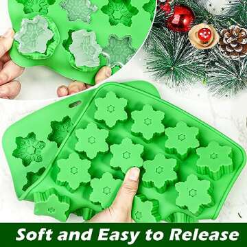 Webake Snowflake Ice Cube Mold Silicone 24-Cavity Christmas Ice Cube Tray, Snowflake Molds for Chocolate, Soap, Candy, Ice Cube for Whiskey, Spirits, Liquor, Cocktails, Soda & More