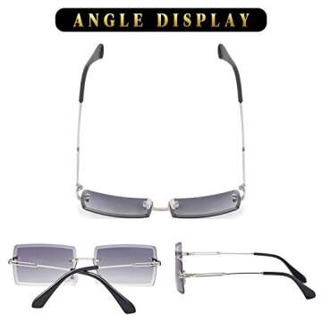 NIEEPA Fashion Small Rectangle Sunglasses - Timeless Rimless Eyewear